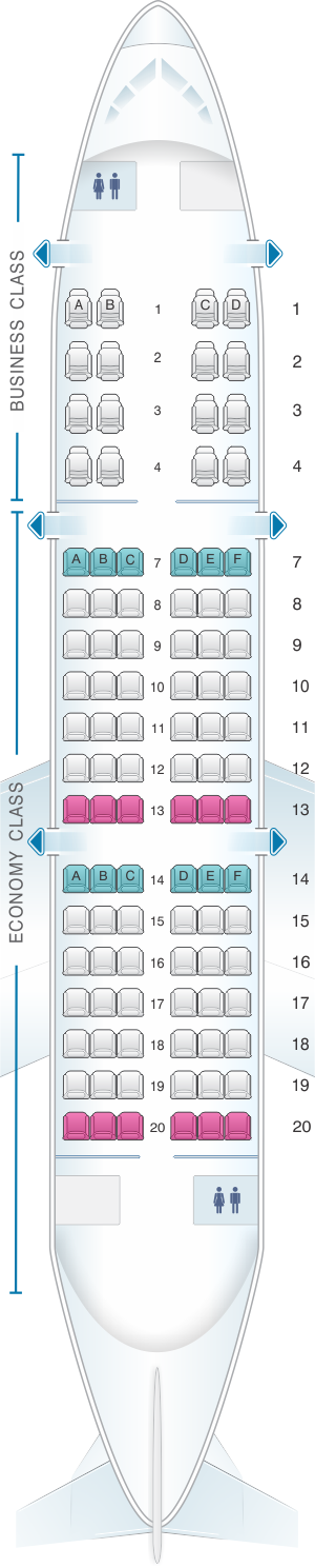 Seat map for Saravia Yak 42 100pax