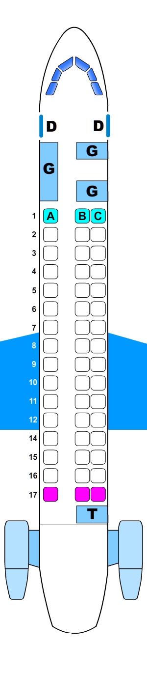 Seat map for Embraer ERJ 135 145