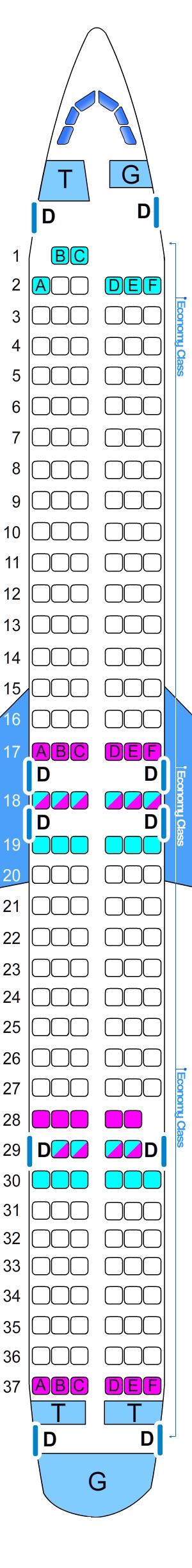 Seat map for Sky Airlines Boeing B737 900 ER