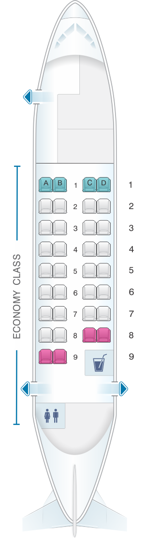 Seat map for Calm Air ATR 42 300 34pax