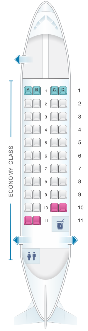 Seat map for Calm Air ATR 42 300 42pax