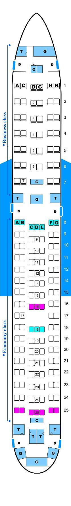 Seat map for Boeing B767 200
