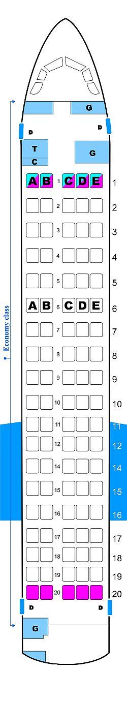 Seat map for Fokker 100