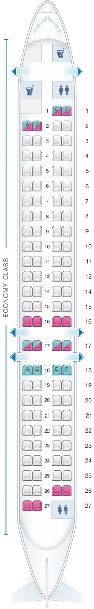 Seat map for Iberia Regional - Air Nostrum CRJ 1000