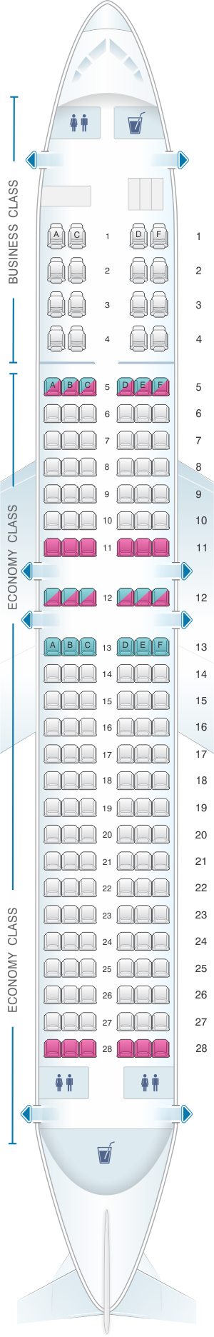Seat map for Egyptair Boeing B737 800