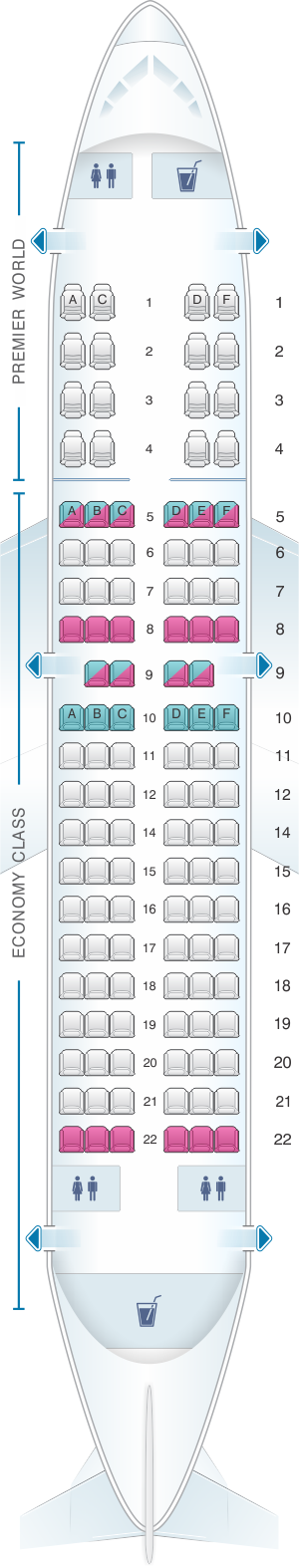 Seat map for Kenya Airways Boeing B737 700