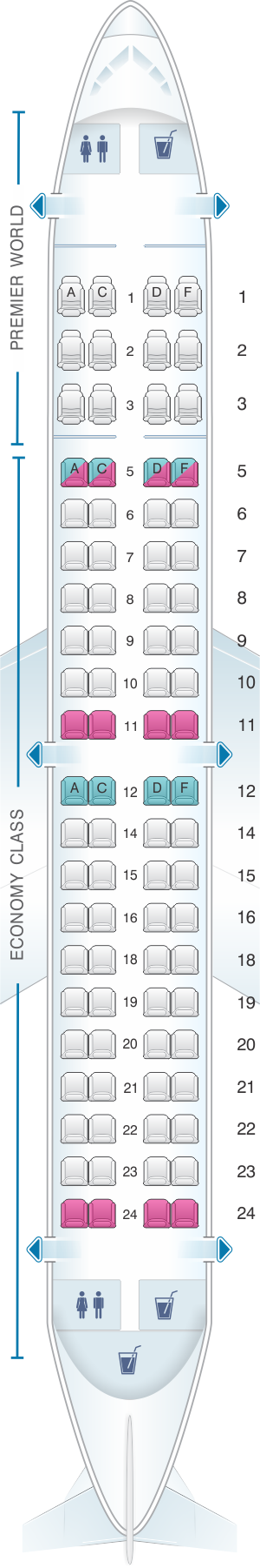 Seat map for Kenya Airways Embraer 190AR