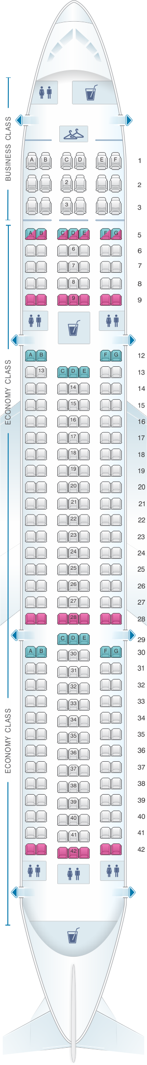 Seat map for MIAT Mongolian Airlines Boeing B767 300