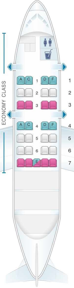 Seat map for SATA Air Açores Bombardier Q200 Config.2