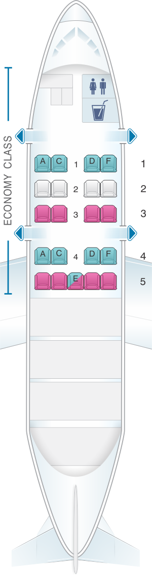Seat map for SATA Air Açores Bombardier Q200 Config.3