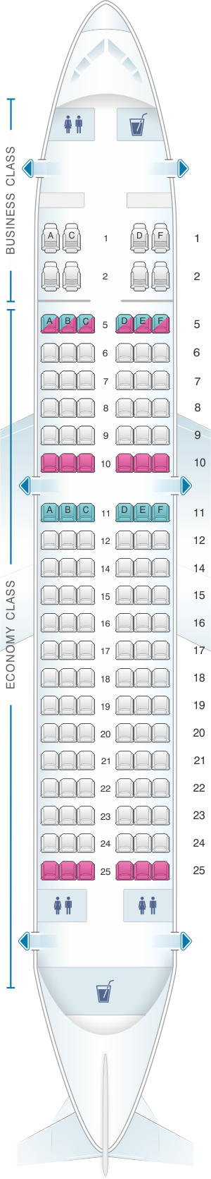 Seat map for SilkAir Airbus A319 100