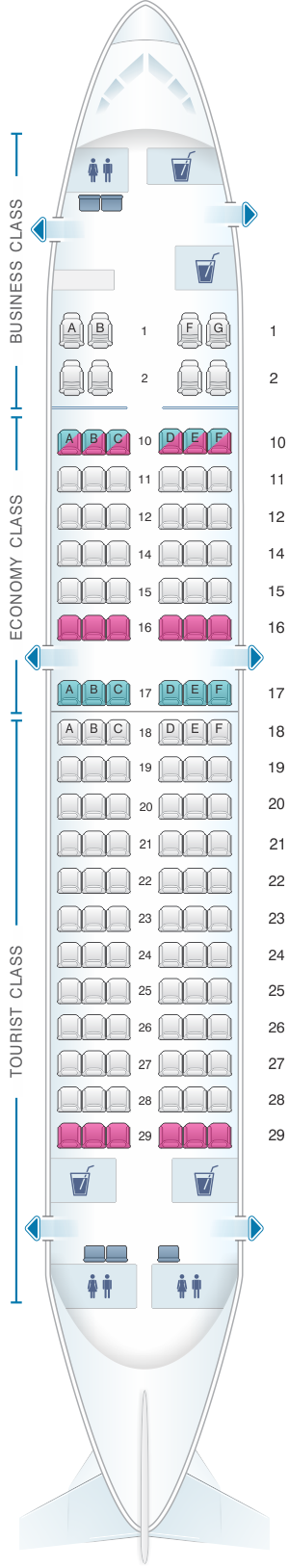 Seat map for Transaero Airlines Boeing B737 300