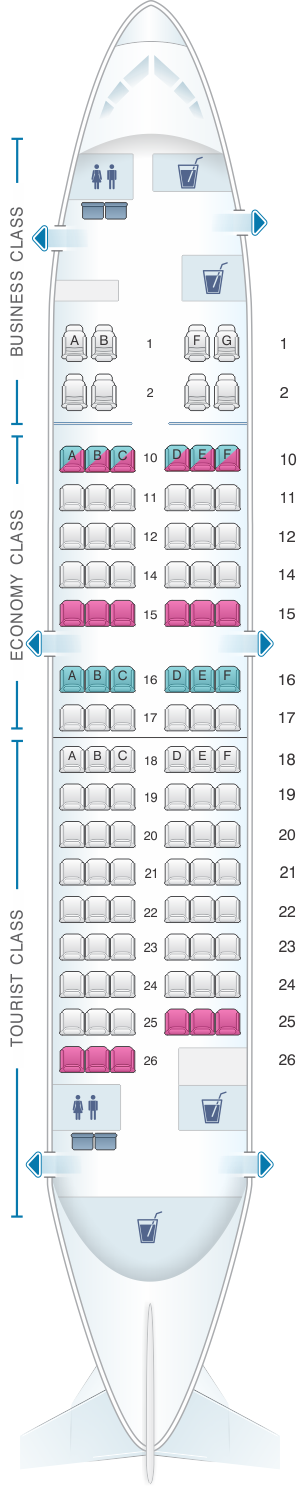 Seat map for Transaero Airlines Boeing B737 500 Config. 1