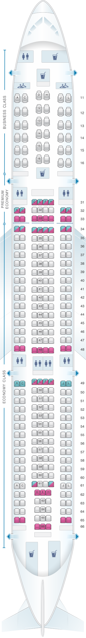 Seat Map Air China Airbus A330 300 311pax Seatmaestro