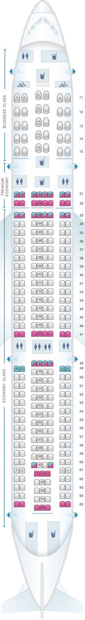 Seat Map Air China Airbus A330 300 301pax Seatmaestro