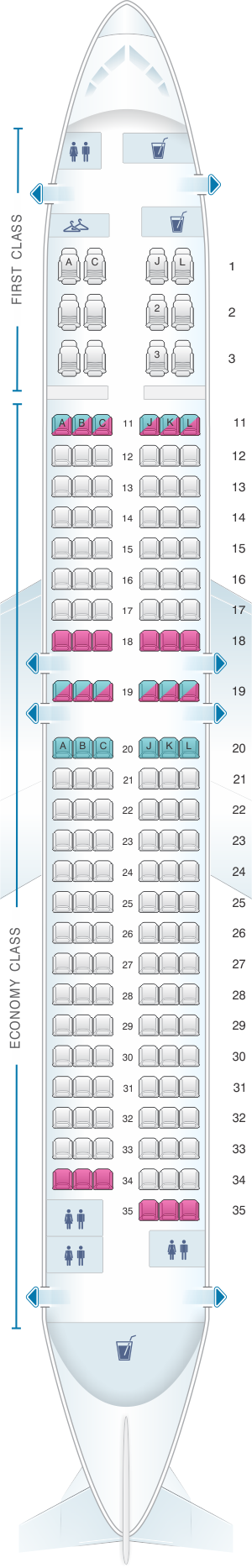 Seat map for Air China Boeing B737 800 (159PAX)
