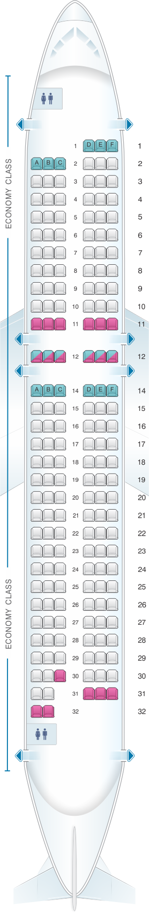 Seat map for Air France Airbus A320 Metropolitan V3