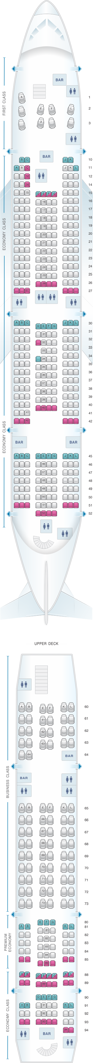 Seat Map Air France Airbus A380 International Long Haul 516pax