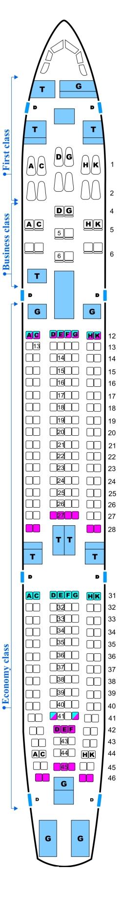 Seat map for Air Jamaica Airbus A340