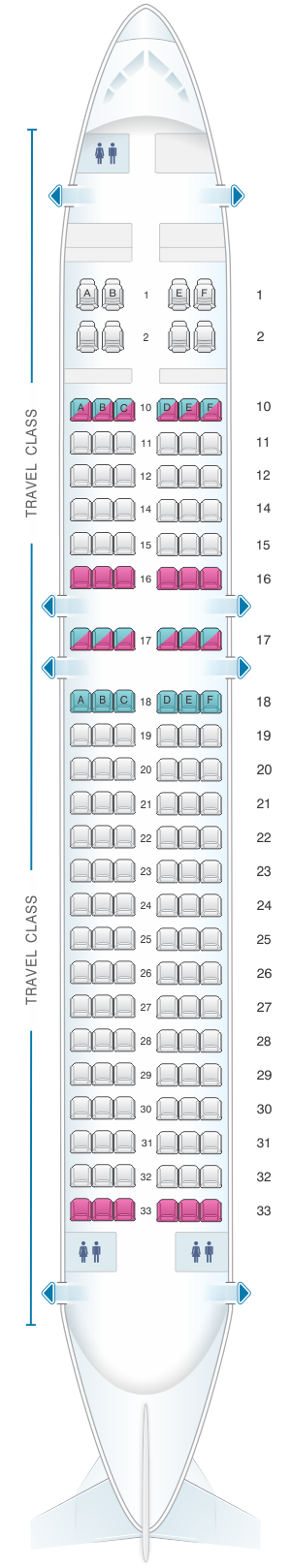 Seat map for Asiana Airlines Airbus A320 200 146PAX
