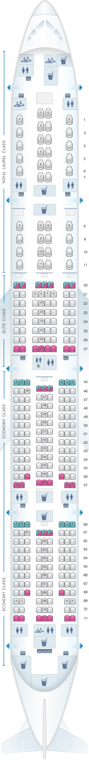 Seat map for EVA Air Boeing B777 300ER 313PAX