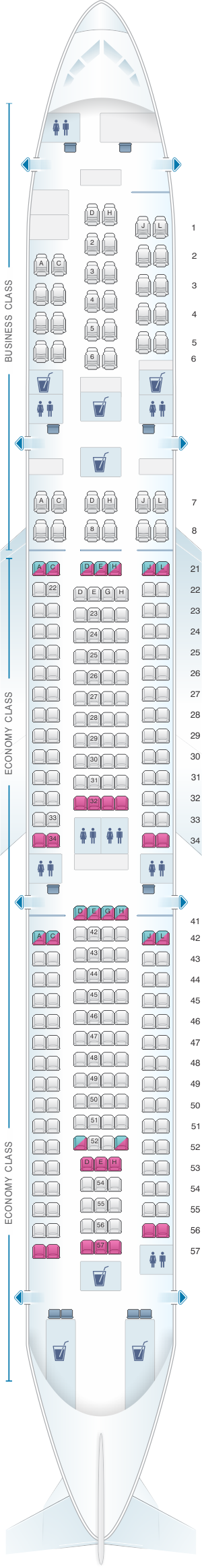 Seat map for Finnair Airbus A340 300 270PAX