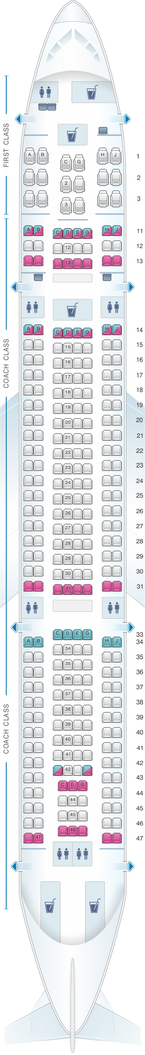 Hawaiian Airlines Airbus A330 Seating Chart