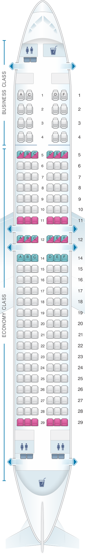 Seat map for Malaysia Airlines Boeing B737 800 160PAX
