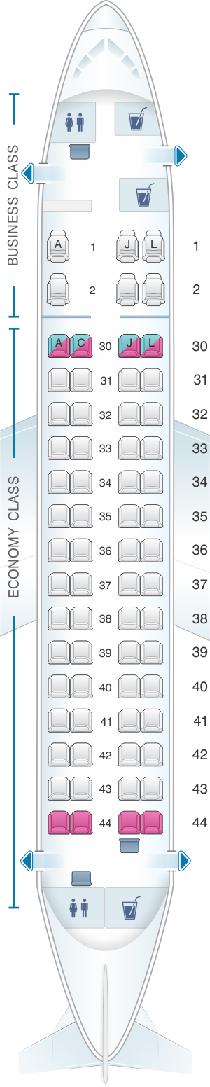 Seat map for Saudi Arabian Airlines Embraer EMB170