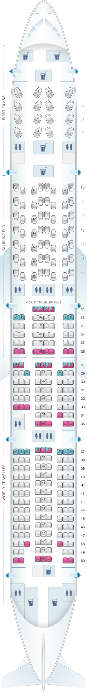 Seat map for British Airways Boeing B777 300