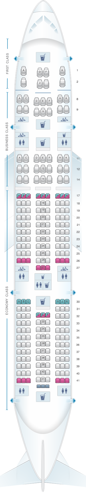 Seat map for Air India Boeing B777 200LR