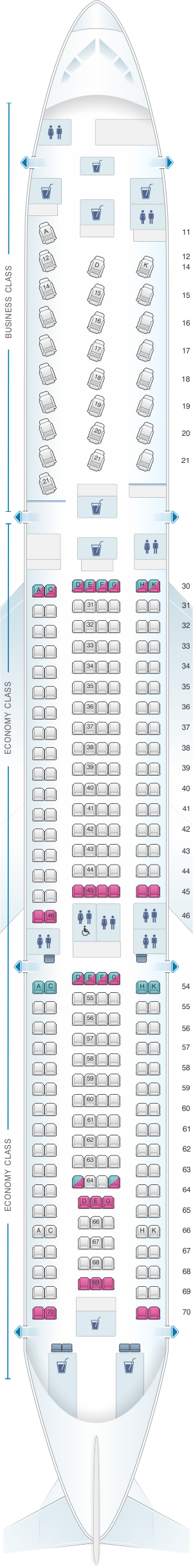 Seat map for Cathay Pacific Airways Airbus A340 300 (34B)