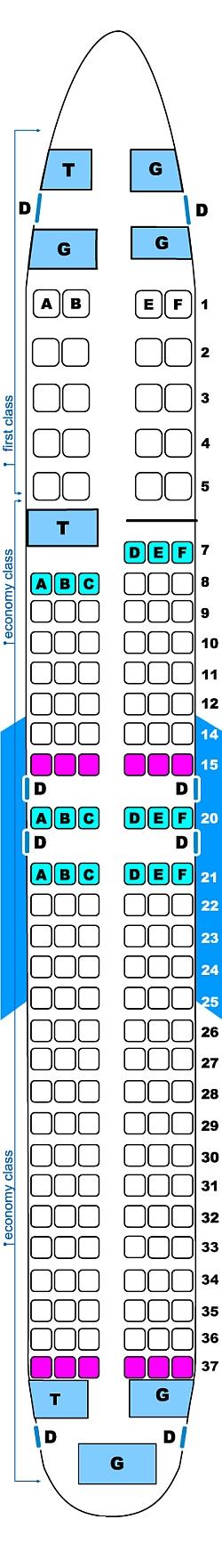 Seat map for Continental Airlines Boeing B737 900