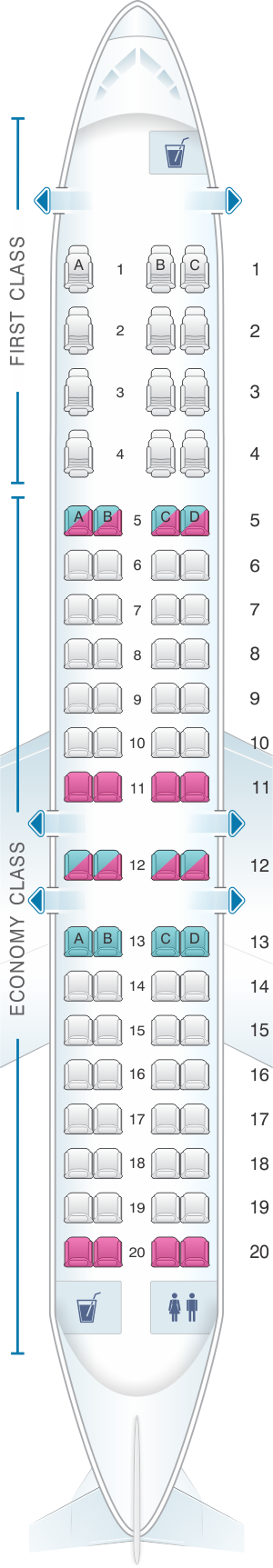 Seat map for ExpressJet Airlines CRJ 900