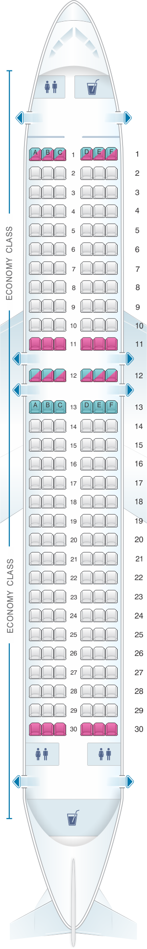 Seat Map Jetstar Airways Airbus A320 180pax | SeatMaestro