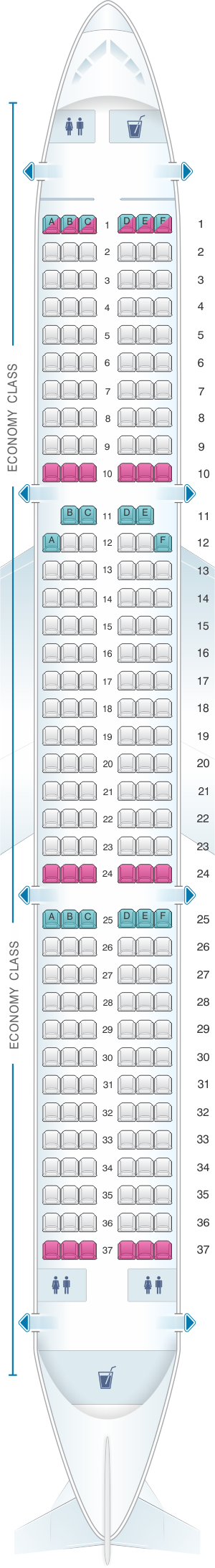 Seat Map Jetstar Airways Airbus A321 220pax | SeatMaestro