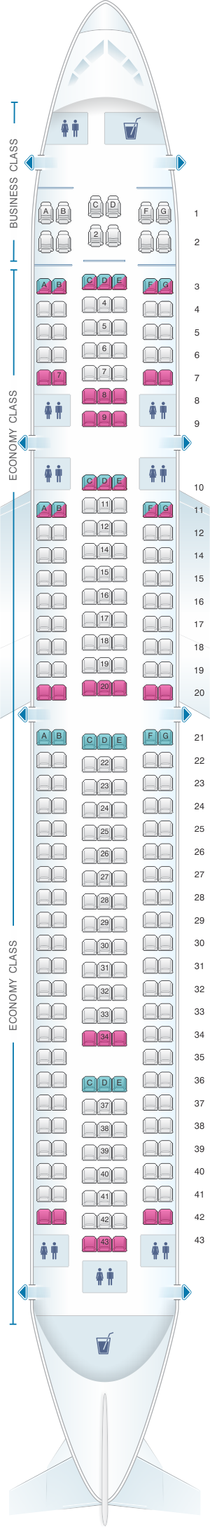 Seat map for Blue Panorama Boeing B767 300ER