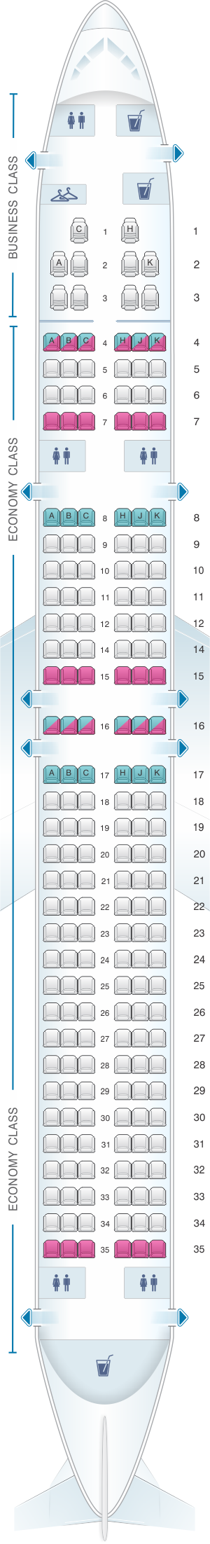 Seat map for Blue Panorama Boeing B757 200