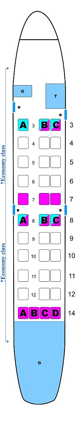 Seat map for Polet Airlines Saab 340B