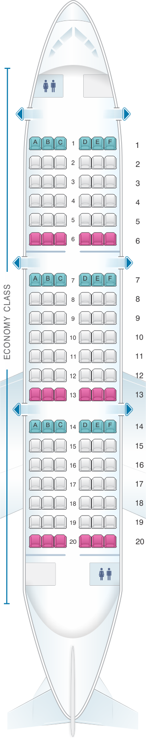 Seat map for Saravia YAK 42 120pax