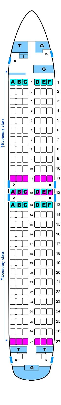 Seat map for Sky Airlines Boeing B737 400 162PAX