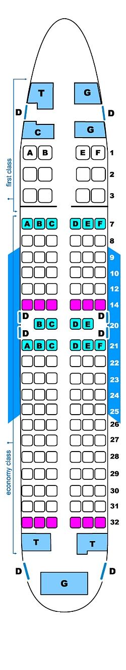 Seat map for Continental Airlines Boeing B737 700