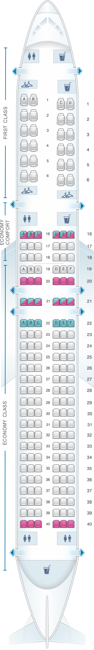 Seat map for Delta Air Lines Boeing B757 200 (75A)