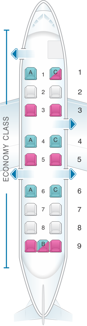 Seat map for United Airlines Beechcraft B1900