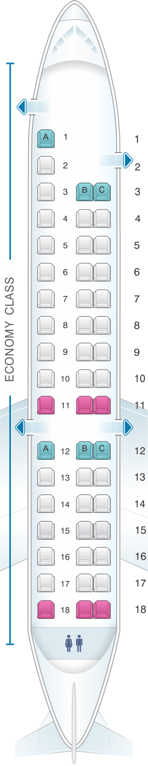 Seat map for ExpressJet Airlines Embraer ERJ145 v1