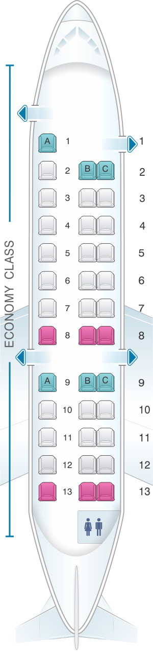 Seat map for ExpressJet Airlines Embraer ERJ135 v1