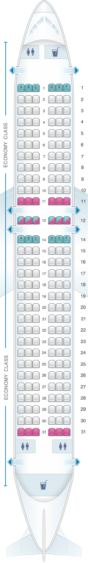 Seat map for Vueling Airbus A320