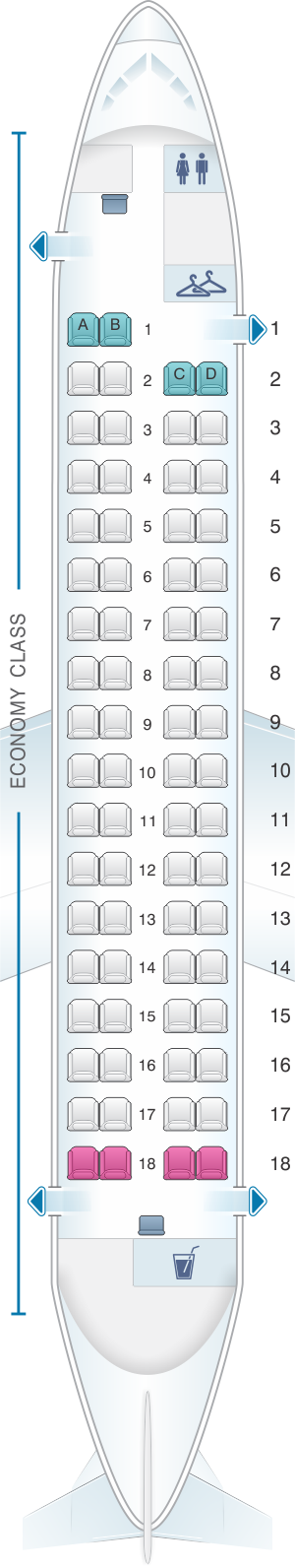 Seat map for Porter Airlines Bombardier Q400