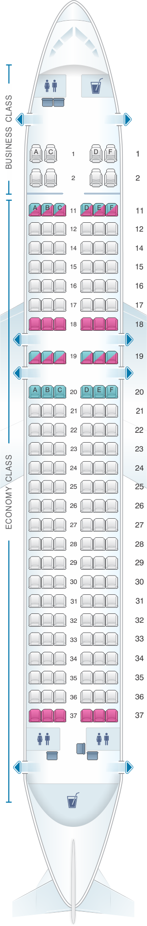 Seat Map Kingfisher Airlines Airbus A320 200 164PAX(B) | SeatMaestro