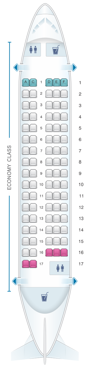 Seat map for Brussels Airlines Avro RJ85